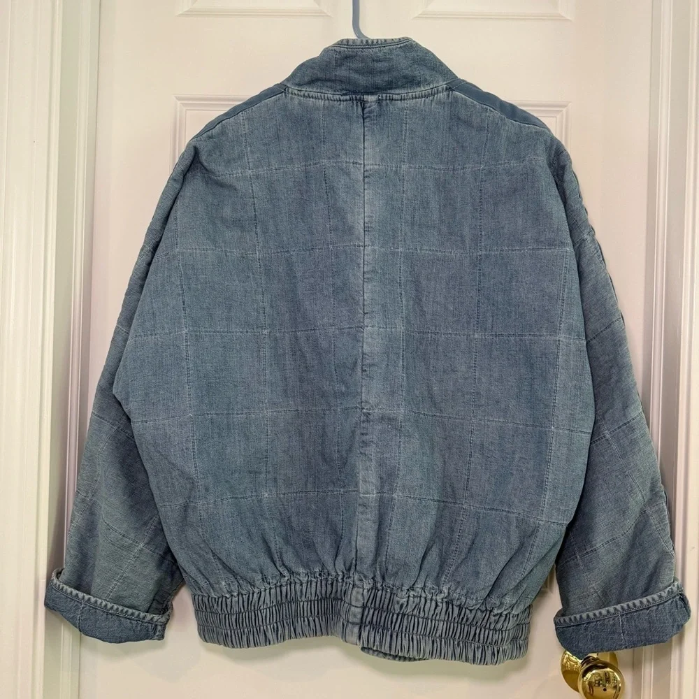 Free People Quilted Dolman Denim Jacket Size S